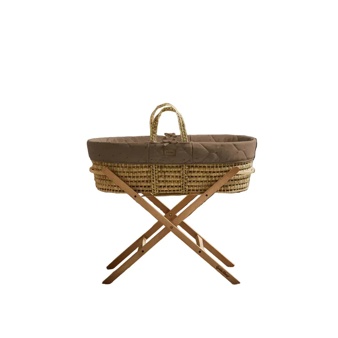 The Little Green Sheep Moses Baskets & Cribs The Little Green Sheep Quilted Moses Basket Bundle - Coca Rice Print/Natural