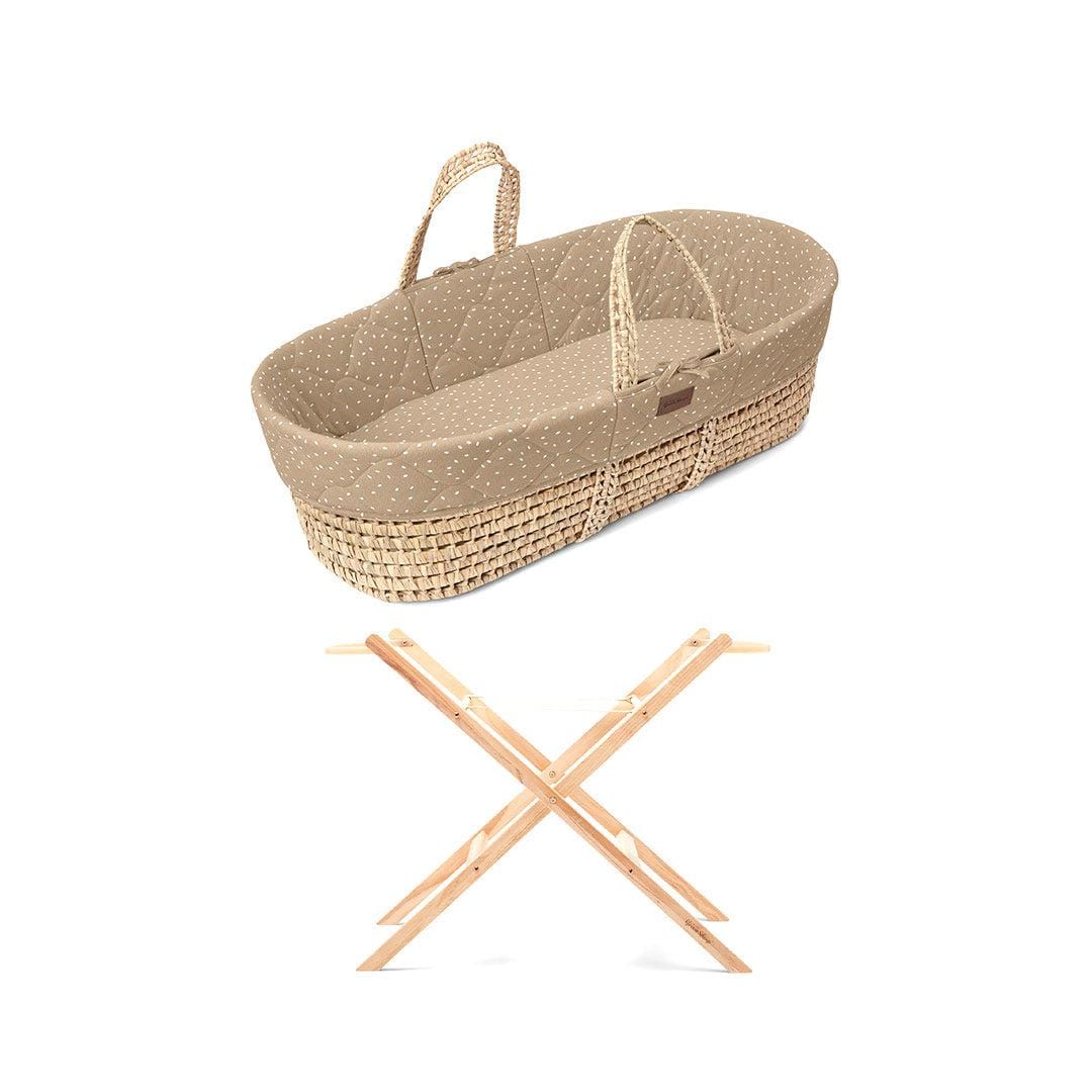 The Little Green Sheep Moses Baskets & Cribs The Little Green Sheep Quilted Moses Basket Bundle - Truffle Rice Print/Natural