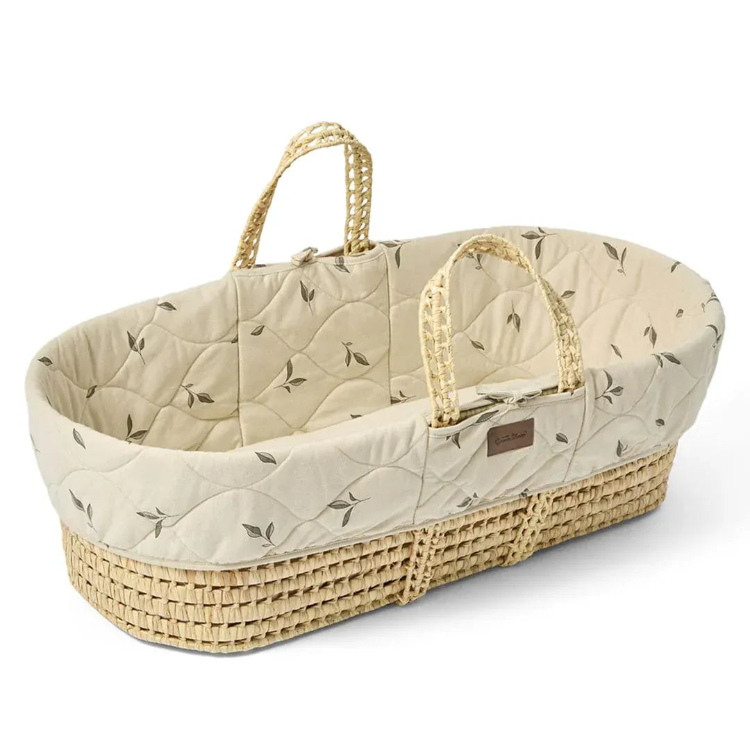 The Little Green Sheep Moses Baskets & Cribs The Little Green Sheep Quilted Moses Basket - Leaves Print