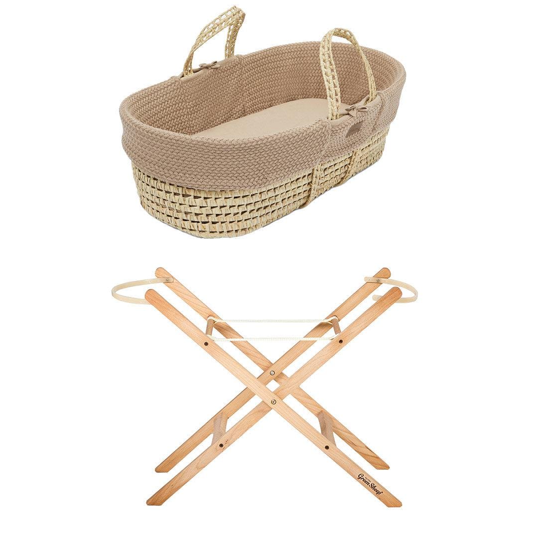 The Little Green Sheep Moses Baskets & Cribs The Little Green Sheep Wheat Knit Moses Basket Bundle - Truffle/Natural