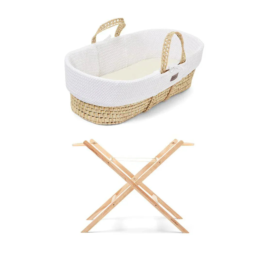 The Little Green Sheep Moses Baskets & Cribs The Little Green Sheep Wheat Knit Moses Basket Bundle - White/Natural