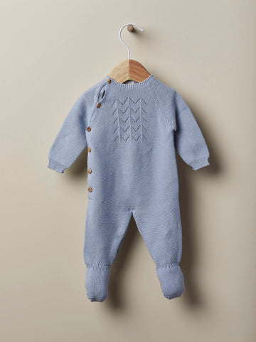 Wedoble Knitted Babygrow Wedoble Blue Babygrow knitted in organic cotton