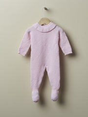 Wedoble Knitted Babygrow Wedoble Pink Babygrow knitted in double moss stitch