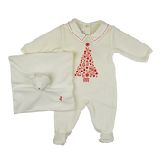 Absorba Cream & Red Velour Babygrow - Babygrow