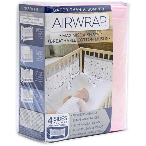Airwrap Breathable Cot Bumper - 4 Sided / Pink - Bedding