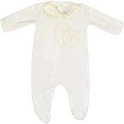 Bimbalo Cream Bow Velour Babygrow