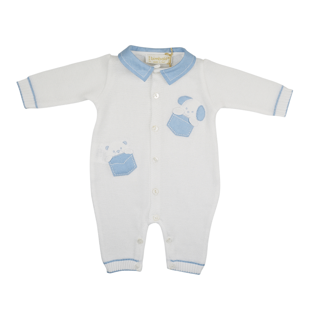 Bimbalo Playsuit Bimbalo White & Blue Knitted Playsuit