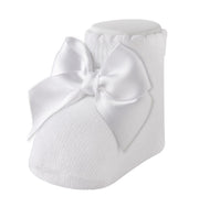 Carlomagno Socks White Carlomagno New Born Knitted Cotton Bow Socks