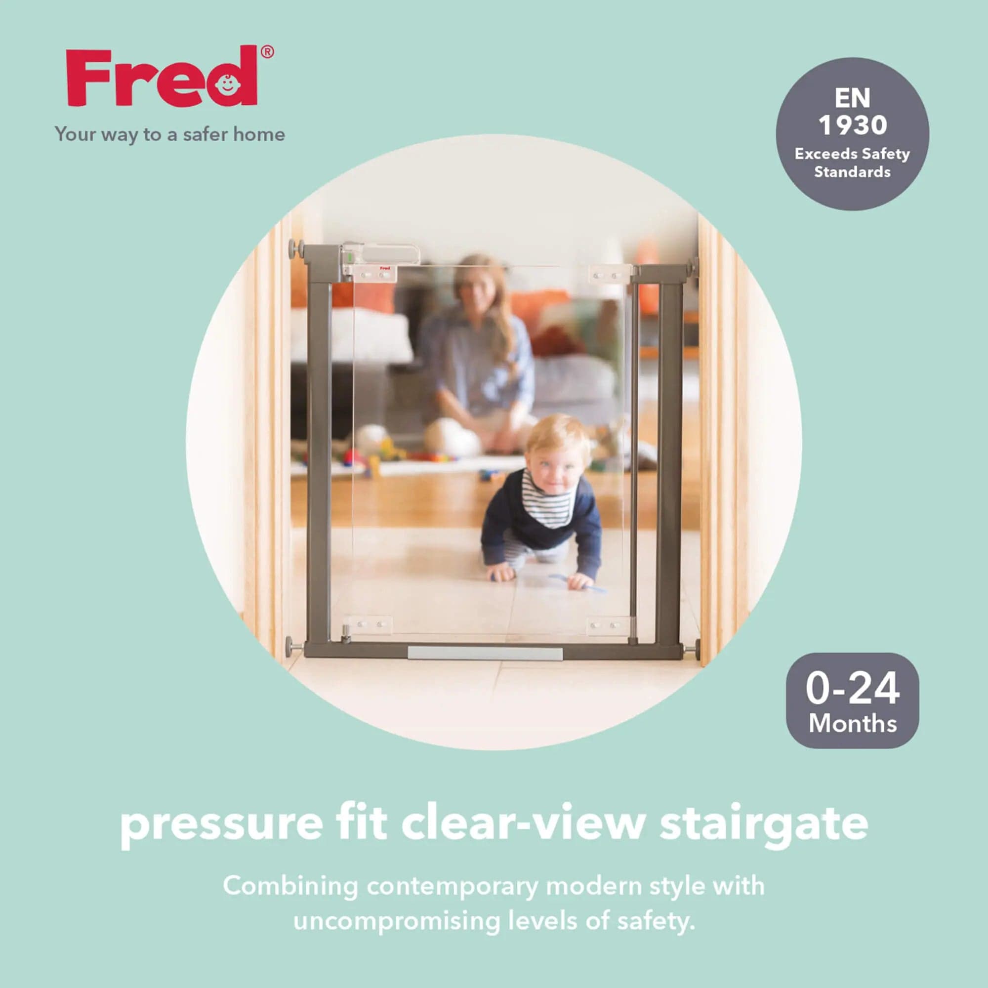 Cheeky Rascals Stair Gate Fred Pressure Fit Clear-View Stair Gate