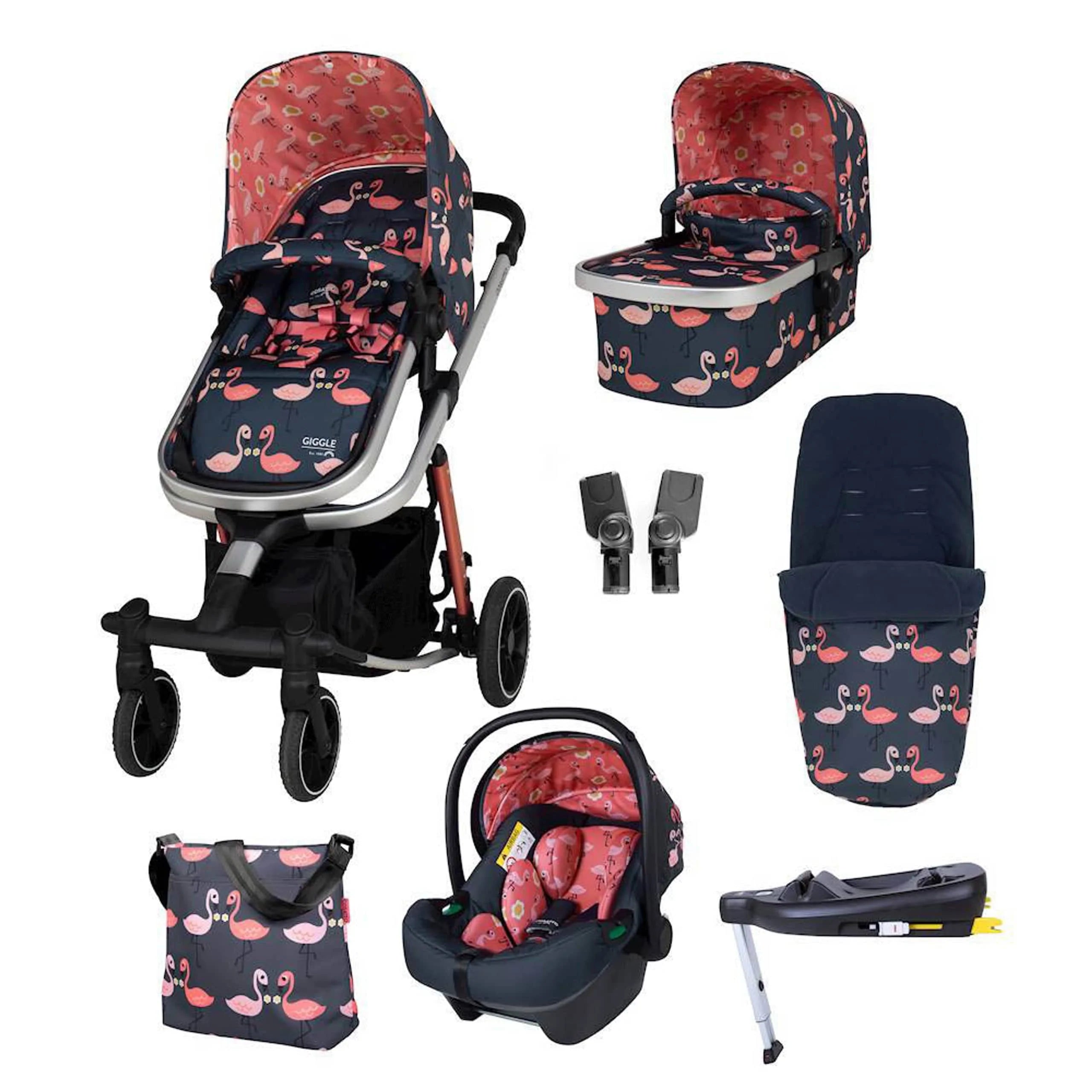 Cosatto Prams & Car Seat Bundles Pretty Flamingo Cosatto Giggle Trail i-Size Everything Bundle - Direct Delivery