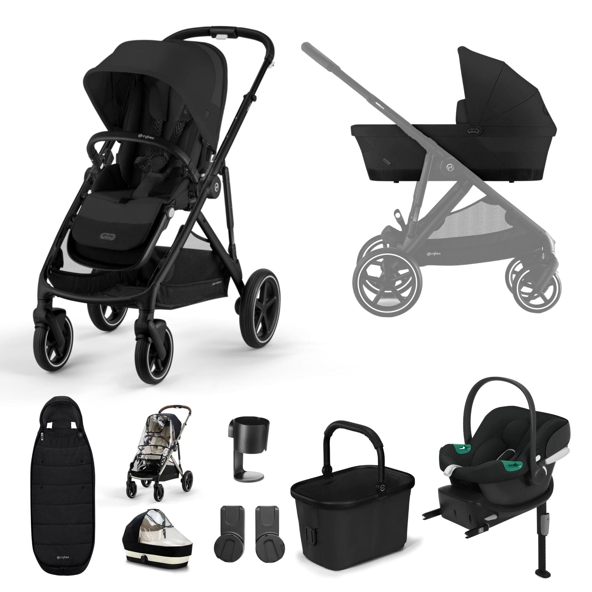 Cybex Prams Moon Black / Black Frame NEW Cybex Gazelle S 2023 11 Piece Aton B2 i-Size Bundle - Pre Order