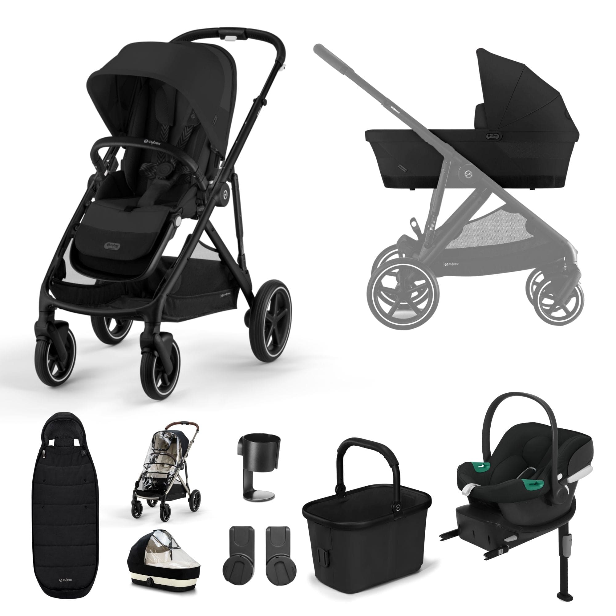 Cybex Prams Moon Black / Black Frame NEW Cybex Gazelle S 2023 11 Piece Aton B2 i-Size Bundle - Pre Order