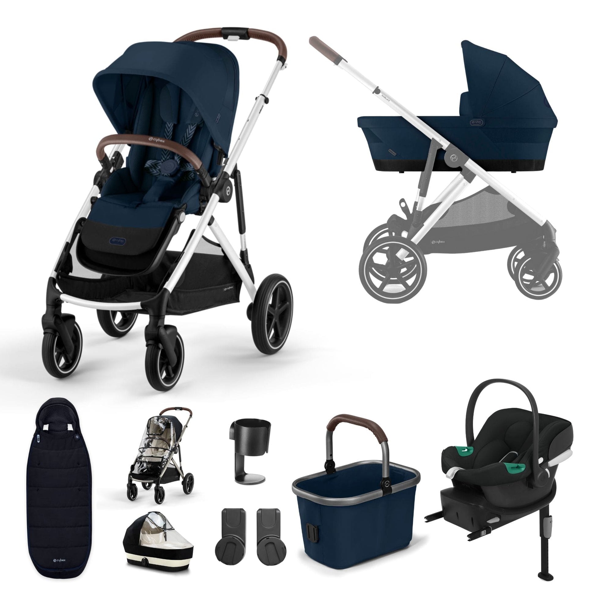 Cybex Prams Ocean Blue / Silver Frame NEW Cybex Gazelle S 2023 11 Piece Aton B2 i-Size Bundle - Pre Order