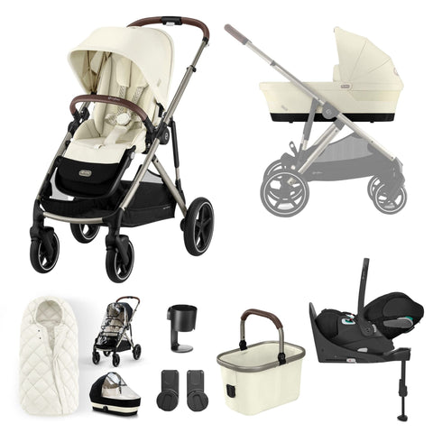Cybex Prams Seashell Beige / Taupe Frame *Independent Exclusive* NEW Cybex Gazelle S 2023 11 Piece Cloud Z2 i-Size Bundle (With SNOGGA) - Pre Order