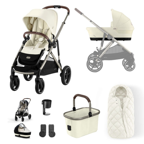 Cybex Prams Seashell Beige / Taupe Frame *Independent Exclusive* NEW Cybex Gazelle S 2023 9 Piece Bundle (With SNOGGA) - Pre Order