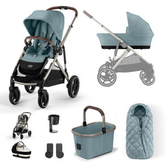 Cybex Prams Sky Blue / Taupe Frame *Independent Exclusive* NEW Cybex Gazelle S 2023 9 Piece Bundle (With SNOGGA) - Pre Order
