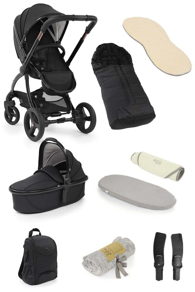 Egg Prams & Pushchairs Black Geo-Special Edition-Pre Order Egg 2 Snuggle 9 Piece Package Bundle