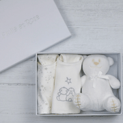 Emile et Rose Gifts Emile et Rose 'Teddie' White Bib Gift Set