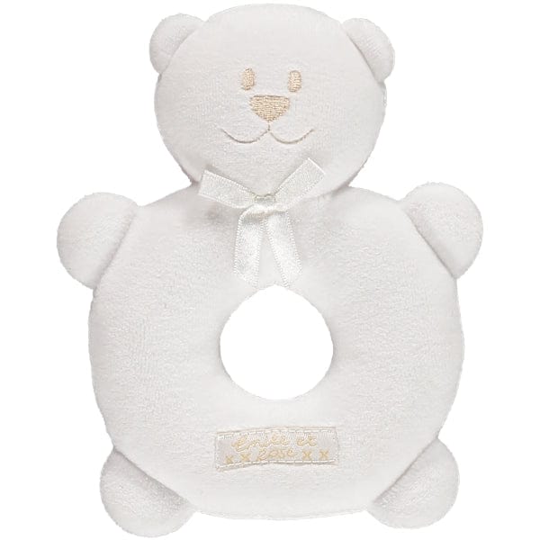 Emile et Rose Gifts Emile et Rose White Velour Ring Rattle