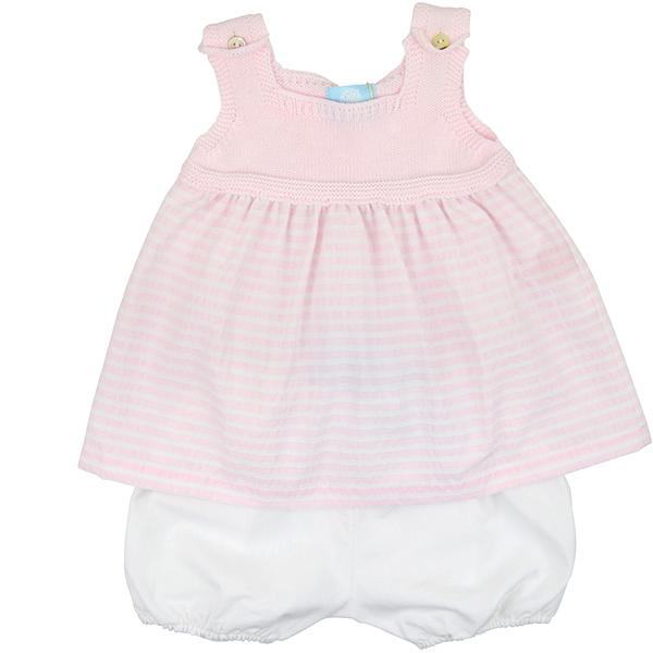 Floc Baby Striped & Pink Knit Dress with Bloomers - Dress