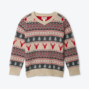 Hatley ’Fair Isle Stags’ V-Neck Sweater - Sweatshirt