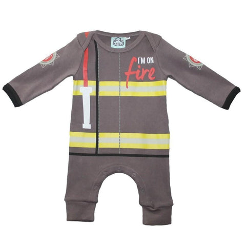 Lazy Baby Fireman Design Playsuit - Playsuit