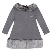 Lili Gaufrette Dress Lili Gaufrette Fur Trim Grey Dress