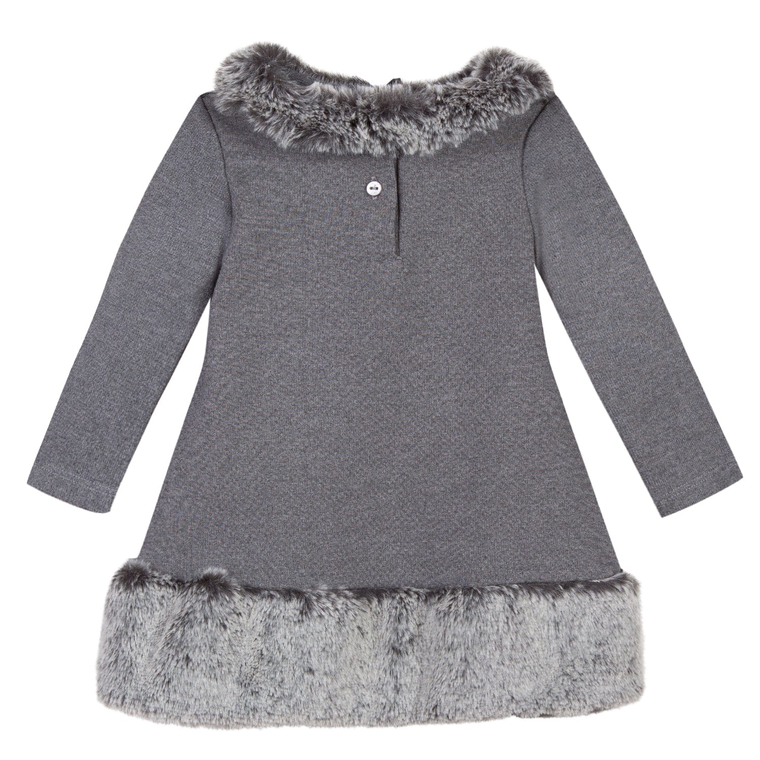 Lili Gaufrette Dress Lili Gaufrette Fur Trim Grey Dress