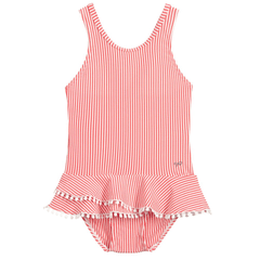 Lili Gaufrette Red & White Striped Swimsuit - Swim Suit