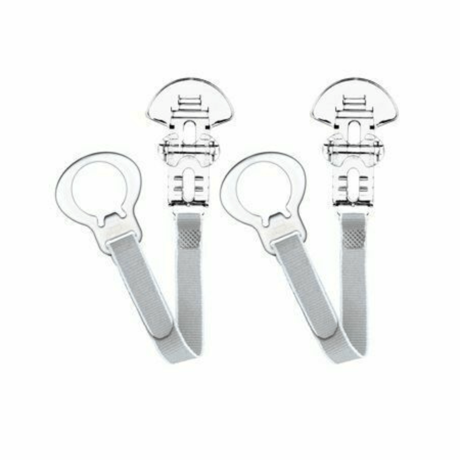 MAM Soother Clip Grey Mam Double Clip Set - for Soothers & Teethers