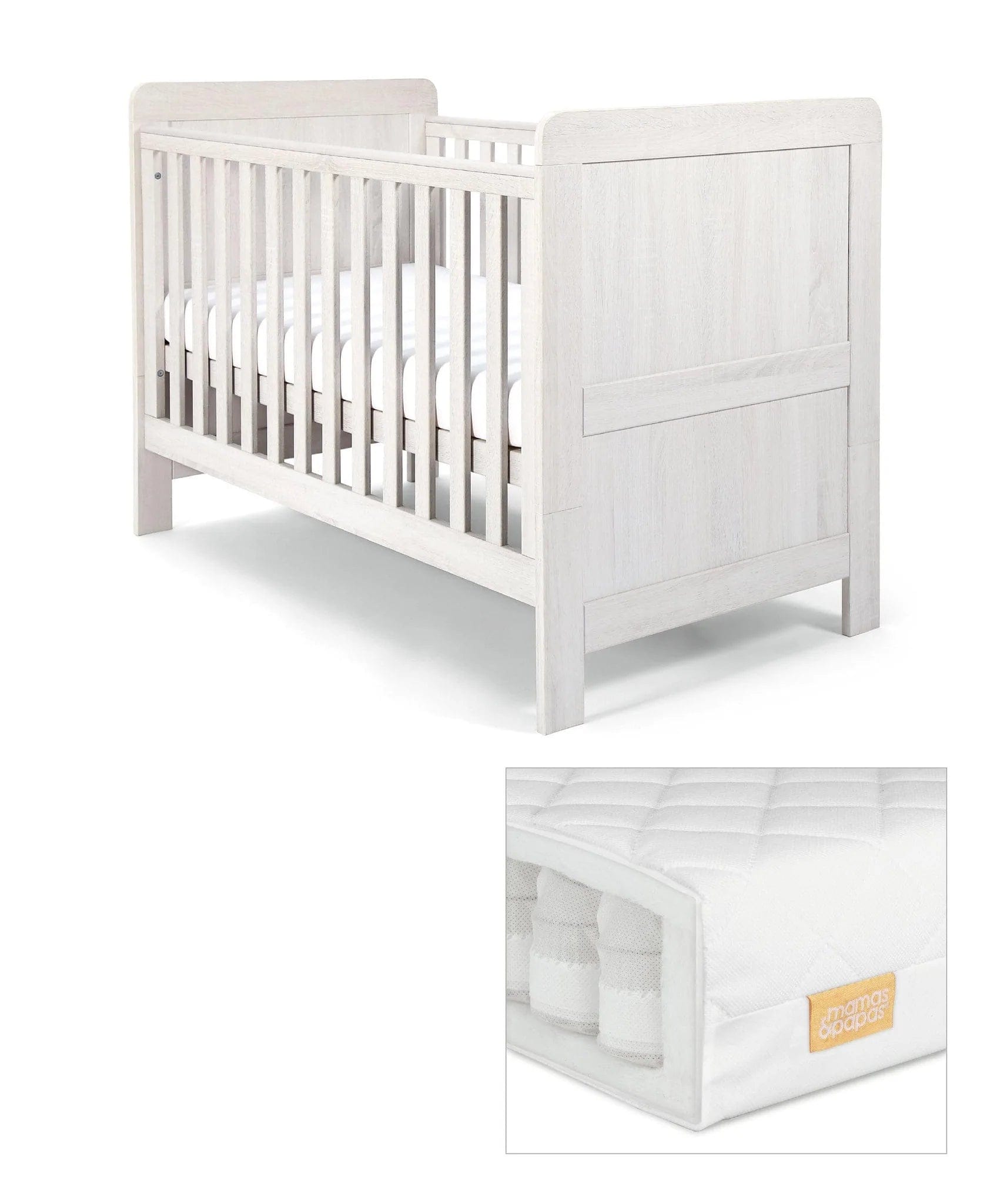 Mamas & Papas Nursery Furniture Set Cot Bed with Mattress Mamas & Papas 'Atlas' Range Nimbus White