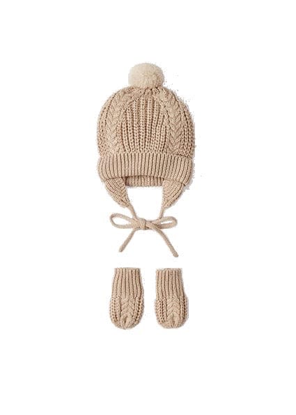 Mayoral Hat & Gloves Mayoral Fawn Knitted Hat & Mittens Gift Set