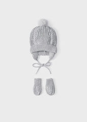 Mayoral Hat & Gloves Mayoral Grey Knitted Hat & Mittens Gift Set