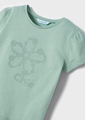 Mayoral Mayoral Mint Embroidered short sleeve T-shirt girl