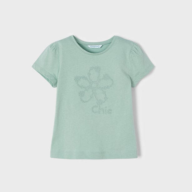 Mayoral Mayoral Mint Embroidered short sleeve T-shirt girl