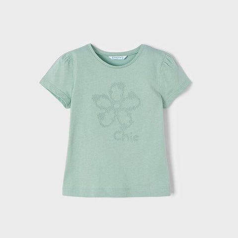 Mayoral Mayoral Mint Embroidered short sleeve T-shirt girl