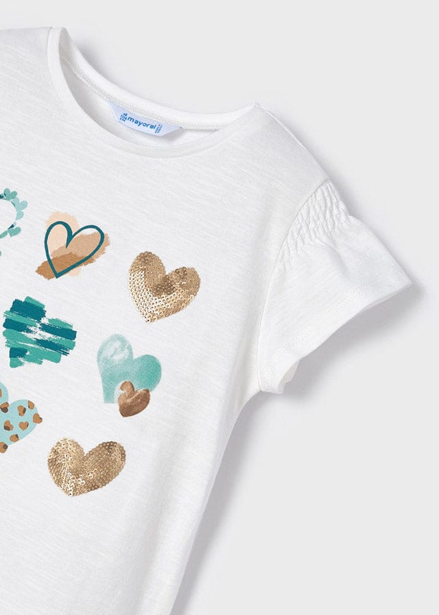 Mayoral T Shirt Mayoral ECOFRIENDS short sleeve heart print T-shirt girl