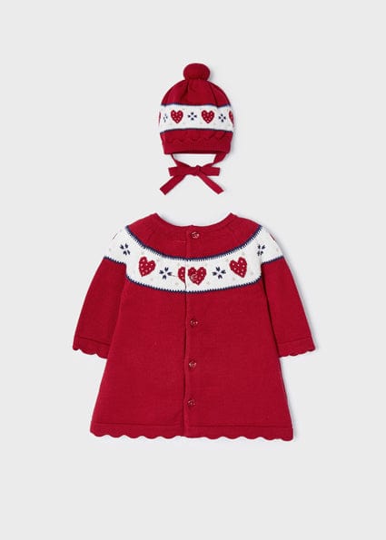 Mayoral Red Knitted Dress With Hat Set – Bababoom Boutique