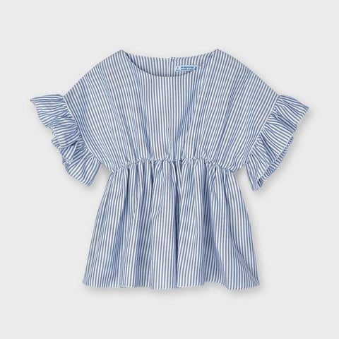 Mayoral Blue & White Striped Blouse - Top