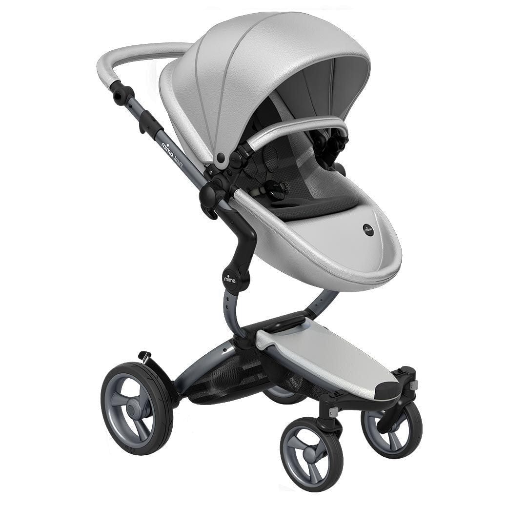 Mima-Xari-Single-Pushchair-Argento-with-Graphite-Grey-Chassis-Pure-Black