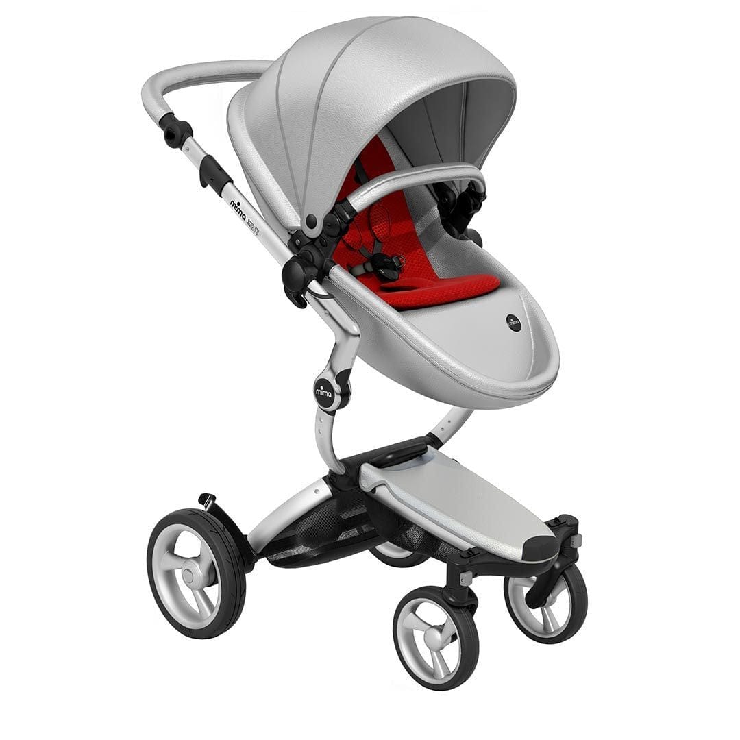 Mima-Xari-Single-Pushchair-Argento-with-Aluminium-Chassis-ruby-red
