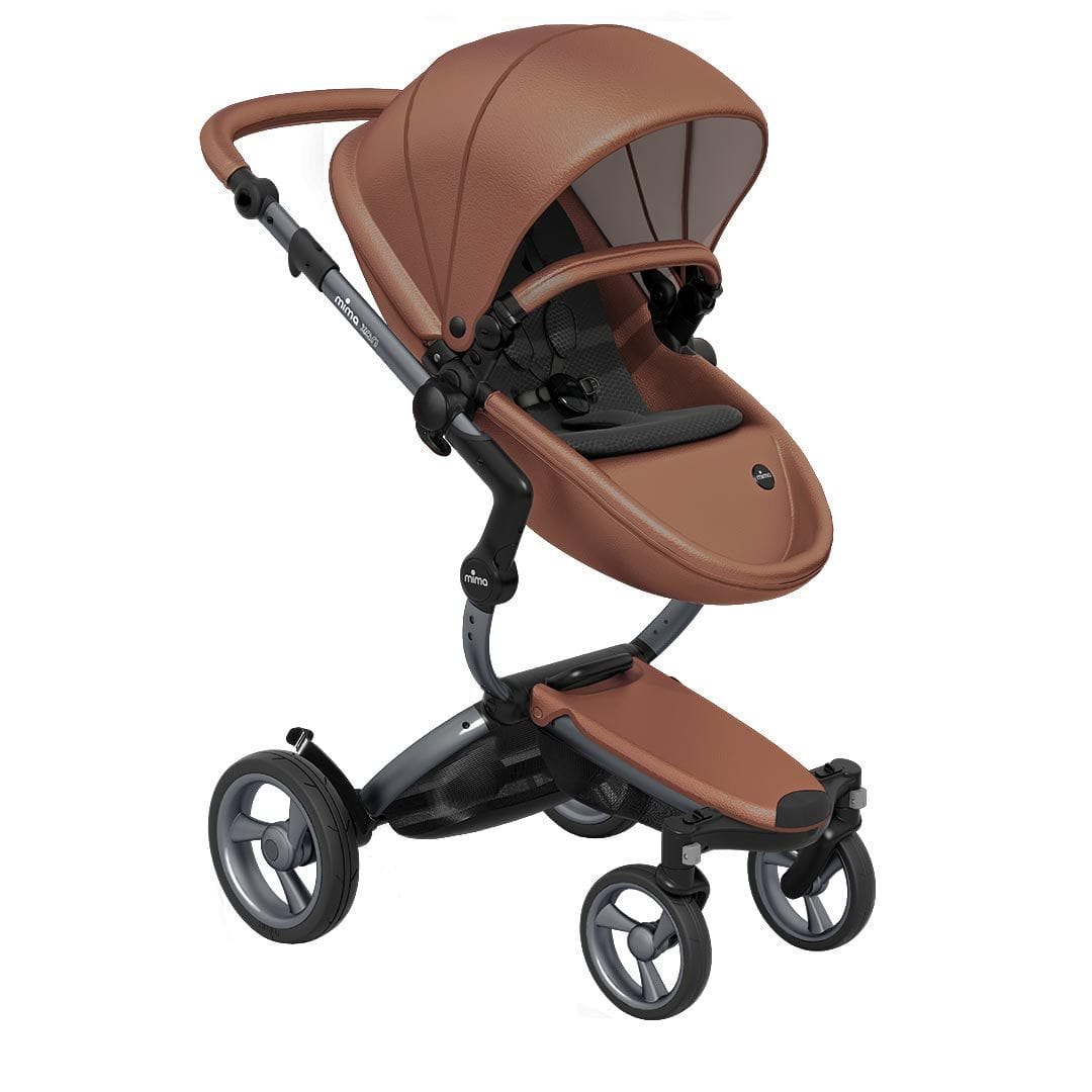Mima-Xari-Single-Pushchair-Camel-Flair-with-Graphite-Grey-Chassis-Pure-Black