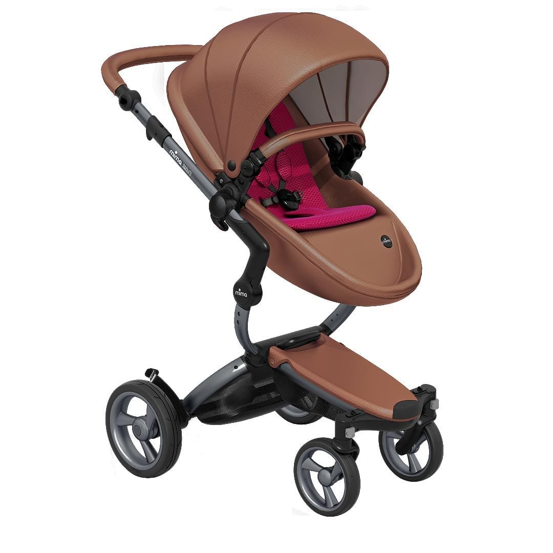 Mima-Xari-Single-Pushchair-Camel-Flair-with-Graphite-Grey-Chassis-hot-magent