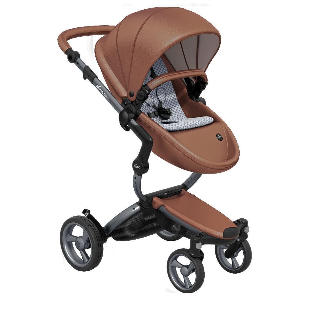 Mima-Xari-Single-Pushchair-Camel-Flair-with-Graphite-Grey-Chassis-retro-blue