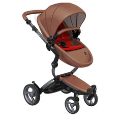 Mima-Xari-Single-Pushchair-Camel-Flair-with-Graphite-Grey-Chassis-ruby-red