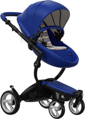 Mima-Xari-Single-Pushchair-royal-blue-with-Black-Chassis-autumn-stripes