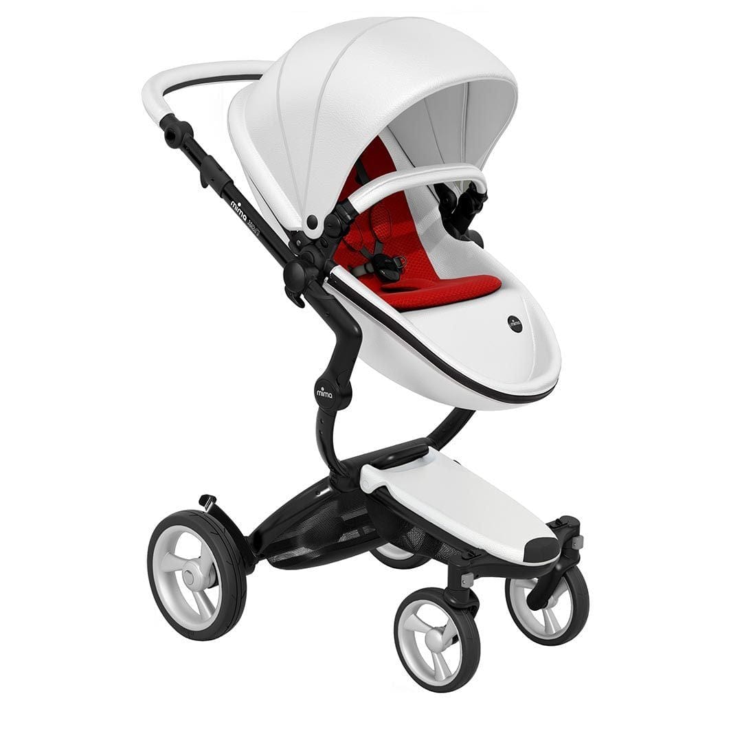 Mima-Xari-Single-Pushchair-Snow-White-with-Black-Chassis-ruby-red