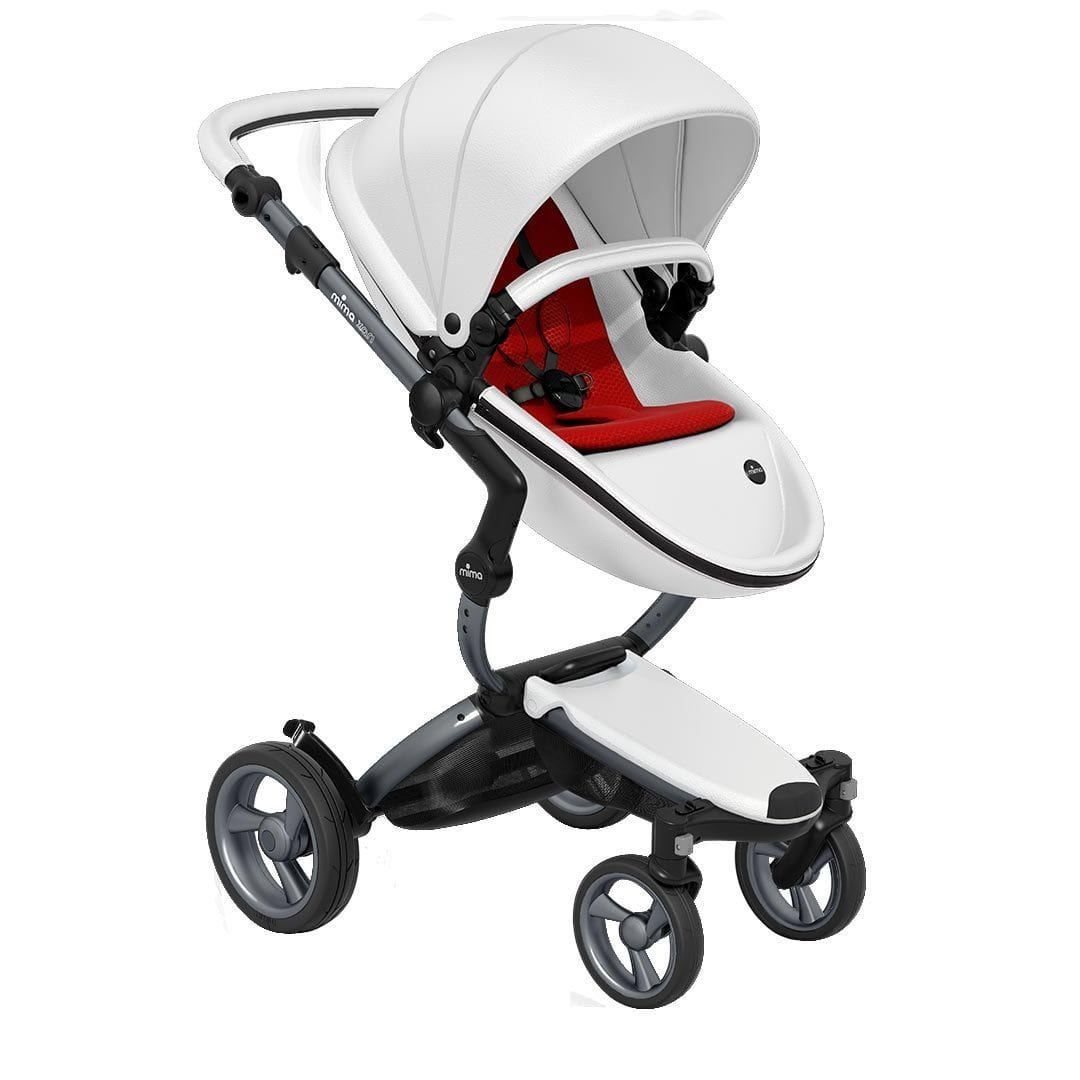 Mima-Xari-Single-Pushchair-Snow-White-with-Graphite-Grey-Chassis-ruby-red