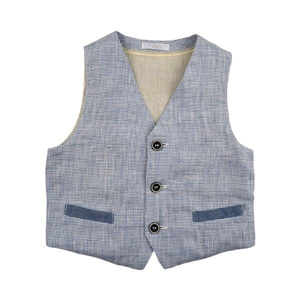 Nanan Blue & White Dog Tooth Checkered Waistcoat - Waistcoat