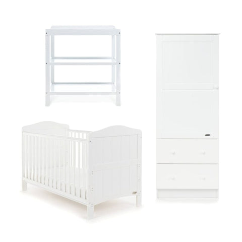 Obaby Cot & Cot Bed OBABY Whitby White 3 Piece Room Set